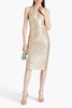 Sequined mesh midi dress