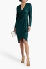 Wrap-effect draped satin-jersey dress