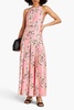 Printed silk-twill halterneck wide-leg jumpsuit