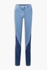 Two-tone high-rise slim-leg jeans