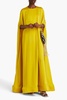 Parvina cape-effect draped silk-satin gown