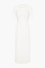 Crystal-embellished tulle-paneled crepe midi dress