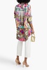 Crystal-embellished printed silk crepe de chine shirt