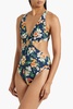 Cutout floral-print swimsuit