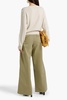 Cotton-blend twill wide-leg pants