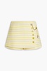 Skirt-effect striped cotton-blend shorts