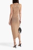 Cutout ribbed-knit halterneck midi dress