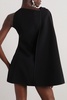 Prefix cape-effect one-shoulder crepe dress