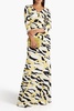 Ruched printed jersey maxi dress