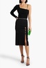 Cutout zip-detailed jersey skirt