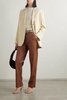 Faux stretch-leather straight-leg pants