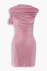 Bubblegum cutout crystal-embellished velvet mini dress