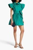 Ruffled pintucked taffeta mini dress