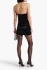 Blaise strapless satin-paneled crepe mini dress