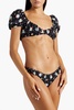 Dorit gathered floral-print low-rise bikini briefs