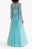 Hestia cape-effect embellished tulle gown