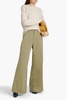 Cotton-blend twill wide-leg pants