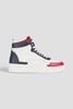 Color-block pebbled-leather high-top sneakers