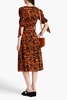 Yosline gathered tiger-jacquard midi dress