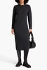 Bead-embellished ribbed cashmere midi dress