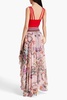 Crystal-embellished printed silk-chiffon skirt