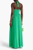 Ally ruched cutout chiffon halterneck maxi dress