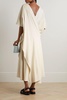 Venn wrap-effect draped silk maxi dress