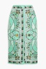 Printed silk-twill skirt