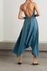 Yatzil asymmetric leather-trimmed cotton maxi dress