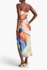 Sorin one-shoulder cutout printed mesh maxi dress