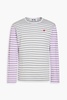 Appliquéd striped cotton-jersey T-shirt