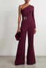 One-shoulder embellished stretch-crepe jumpsuit