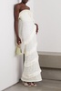 Strapless fringed crocheted maxi dress