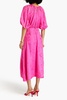 Olivia wrap-effect silk-satin jacquard midi dress