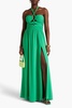 Ally ruched cutout chiffon halterneck maxi dress