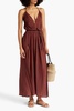 Pomolche gathered cotton-gauze maxi dress