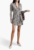 Lavella printed crepe mini wrap dress