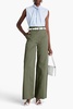 Cotton-blend twill wide-leg pants