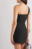 The Engaged One one-shoulder buckle-embellished stretch-crepe mini dress