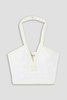 Cropped embroidered cotton-blend lace halterneck bustier top