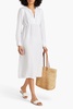 Empire gathered Lyocell and linen-blend midi dress