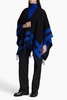 Highlands fringed striped wool-blend jacquard poncho