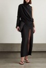 One-sleeve draped silk-crepe gown