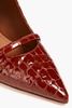 Maureen 70 croc-effect patent-leather mules