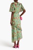 Vida ruffled printed silk-georgette maxi dress