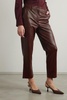 Cropped faux stretch-leather straight-leg pants