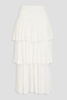 Tiered crocheted cotton midi skirt