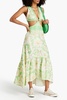 Cutout floral-print satin-twill maxi dress