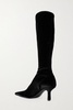 Nosa stretch-velvet knee boots