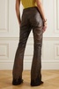 Embellished leather flared pants